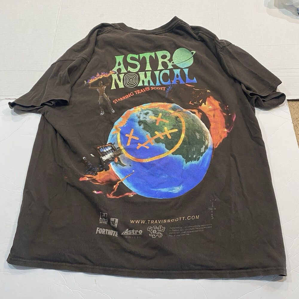 Travis Scott Cactus Jack Fortnite Astronomical T-Shirt Brown Astroworld Size L